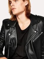 Leather Retail Men Black Outdoor Leather Jacket