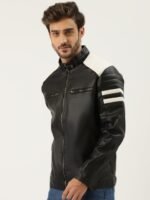 Leather Retail Men Black Solid Leather Jacket