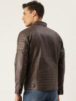 Leather Retail Men Coffee Brown Leather Retail Teakwood Faux Leather Biker Jacket