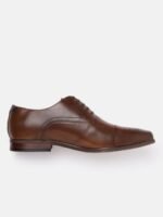 Louis Philippe Men Tan Brown Perforated Leather Formal Oxfords