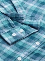 Mast & Harbour Men Blue & White Regular Fit Checked Casual Linen Sustainable Shirt