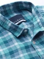 Mast & Harbour Men Blue & White Regular Fit Checked Casual Linen Sustainable Shirt