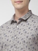 Mast & Harbour Men Grey & Purple Printed Pure Cotton Casual Sustainable Shirt