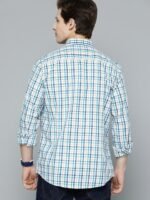 Mast & Harbour Men White & Blue Tartan Checked Casual Shirt