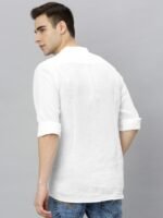 Mast & Harbour Men White Slim Fit Linen Casual Shirt