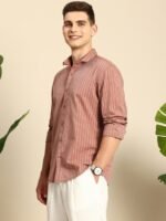 Mast & Harbour Vertical Stripes Pure Cotton Casual Shirt