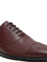 Men Rosewood Leatherette Derby Formal Shoes