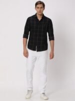 Mufti Slim Fit Tartan Checks Pure Cotton Casual Shirt