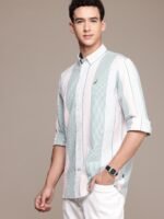 Nautica Pure Cotton Classic Fit Opaque Striped Casual Shirt