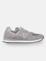 New Balance Men 574 Grey & Silver-Toned Woven Design Suede Sneakers