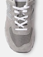 New Balance Men 574 Grey & Silver-Toned Woven Design Suede Sneakers