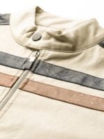 Pierre Carlo Men Striped Leather Jacket