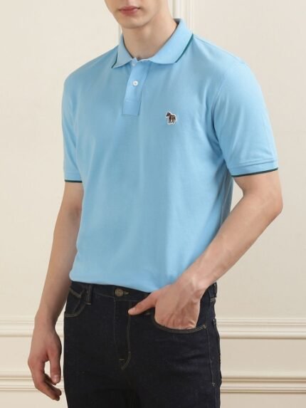 PS By Paul Smith Men Polo Collar Drop-Shoulder Sleeves Applique T-shirt