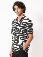 RARE RABBIT Men Salto Slim Fit Abstract Printed Cotton Shirt