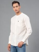 Red Tape Mandarin Collar Cotton Linen Casual Shirt