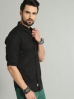 Roadster Men Black Regular Fit Solid Sustainable Casual Shirt