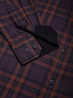 Roadster Men Brown & Orange Checked Pure Cotton Sustainable Casual Shirt