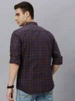 Roadster Men Brown & Orange Checked Pure Cotton Sustainable Casual Shirt