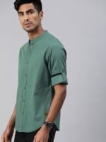 Roadster Men Green Regular Fit Solid Sustainable Casual Shirt