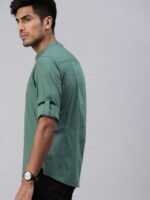 Roadster Men Green Regular Fit Solid Sustainable Casual Shirt