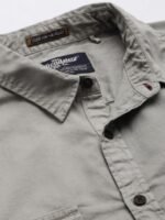 Roadster Men Grey Solid Pure Cotton Standard Casual Shirt