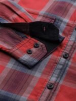 Roadster Men Red & Grey Pure Cotton Tartan Checks Checked Sustainable Casual Shirt