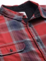 Roadster Men Red & Grey Pure Cotton Tartan Checks Checked Sustainable Casual Shirt