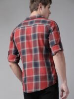 Roadster Men Red & Grey Pure Cotton Tartan Checks Checked Sustainable Casual Shirt