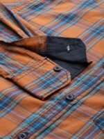 Roadster Men Rust Brown & Navy Blue Pure Cotton Tartan Checks Checked Casual Shirt