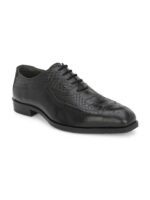 San Frissco Men Textured Square-Toe Genuine Leather Formal Oxfords