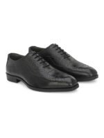 San Frissco Men Textured Square-Toe Genuine Leather Formal Oxfords