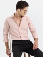 Snitch Pink Classic Slim Fit Casual Shirt