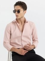 Snitch Pink Classic Slim Fit Casual Shirt