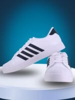 Sparx Men White Striped Sneakers