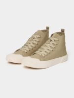 Styli Beige Hi-Top Canvas Lace Up Sneakers