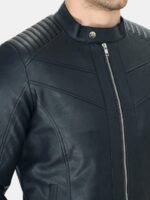 TBOJ Mandarin Collar Leather Anti Odour Jacket