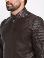 Teakwood Leathers Mandarin Collar Leather Jacket