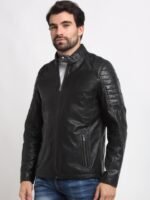 Teakwood Leathers Men Black Solid Lightweight Leather Jacket