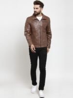 Teakwood Leathers Men Brown Solid Water Resistant Leather Jacket