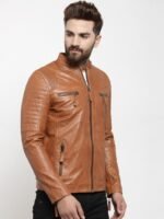 Teakwood Leathers Men Tan Genuine Leather Biker Jacket