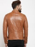 Teakwood Leathers Men Tan Genuine Leather Biker Jacket