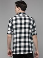 THE BEAR HOUSE Men Black Slim Fit Pure Cotton Checked Casual Shirt