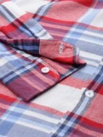 THE BEAR HOUSE Men Blue & Red Pure Cotton Slim Fit Tartan Checks Casual Shirt