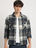 THE BEAR HOUSE Men Checked Relaxed Fit Casual Pure Cotton Overshirt