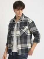 THE BEAR HOUSE Men Checked Relaxed Fit Casual Pure Cotton Overshirt