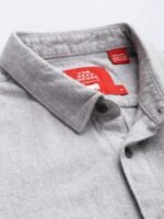 THE BEAR HOUSE Men Grey Solid Cotton Slim Fit Casual Shirt