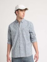 THE BEAR HOUSE Slim Fit Tartan Checked Button Down Collar Pure Cotton Casual Shirt