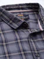 The Indian Garage Co Men Grey Slim Fit Tartan Checks Casual Shirt