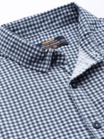 The Indian Garage Co Men Navy Blue Micro Checked Casual Shirt