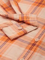 The Indian Garage Co Men Orange Comfort Checked Regular Fit Cotton Casual Shirt